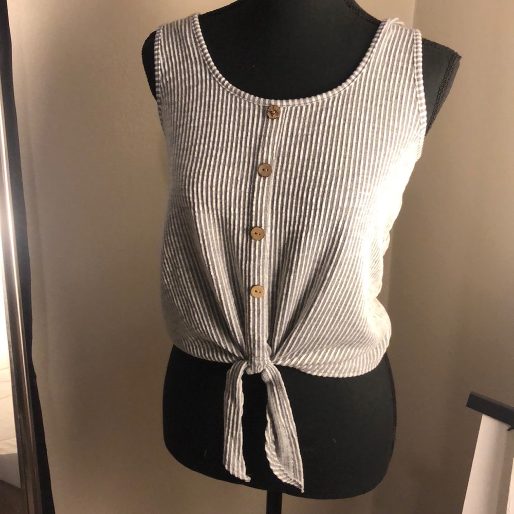 Blue and White Striped Tank